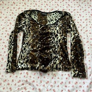 Vintage leopard print velvet blouse